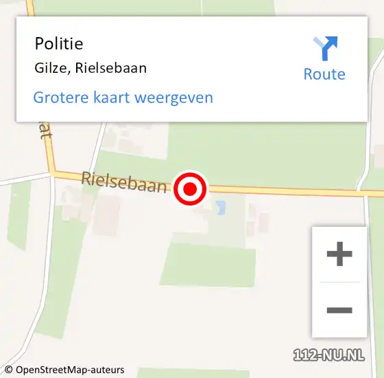 Locatie op kaart van de 112 melding: Politie Gilze, Rielsebaan op 26 oktober 2013 00:38