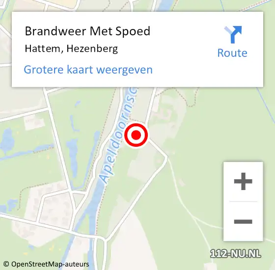 Locatie op kaart van de 112 melding: Brandweer Met Spoed Naar Hattem, Hezenberg op 30 december 2014 19:04