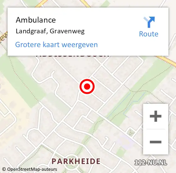 Locatie op kaart van de 112 melding: Ambulance Landgraaf, Gravenweg op 30 december 2014 19:06