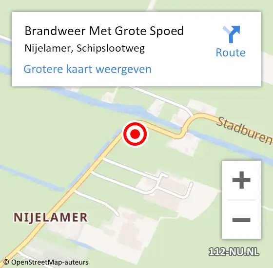 Locatie op kaart van de 112 melding: Brandweer Met Grote Spoed Naar Nijelamer, Schipslootweg op 30 december 2014 20:16