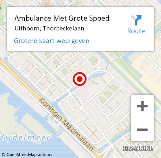 Locatie op kaart van de 112 melding: Ambulance Met Grote Spoed Naar Uithoorn, Thorbeckelaan op 30 december 2014 20:29