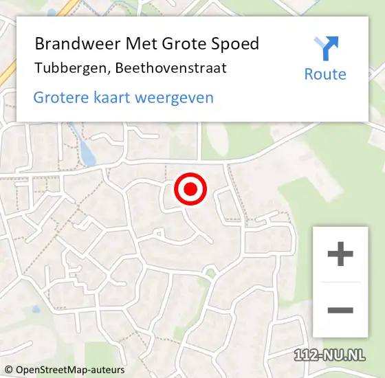 Locatie op kaart van de 112 melding: Brandweer Met Grote Spoed Naar Tubbergen, Beethovenstraat op 30 december 2014 22:11