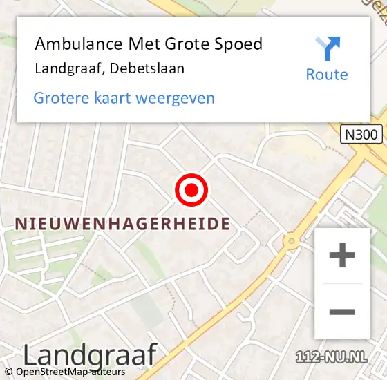 Locatie op kaart van de 112 melding: Ambulance Met Grote Spoed Naar Landgraaf, Debetslaan op 30 december 2014 23:17