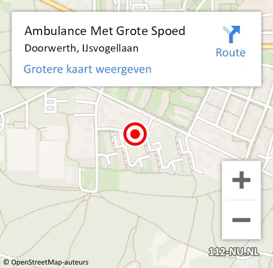 Locatie op kaart van de 112 melding: Ambulance Met Grote Spoed Naar Doorwerth, IJsvogellaan op 31 december 2014 00:14