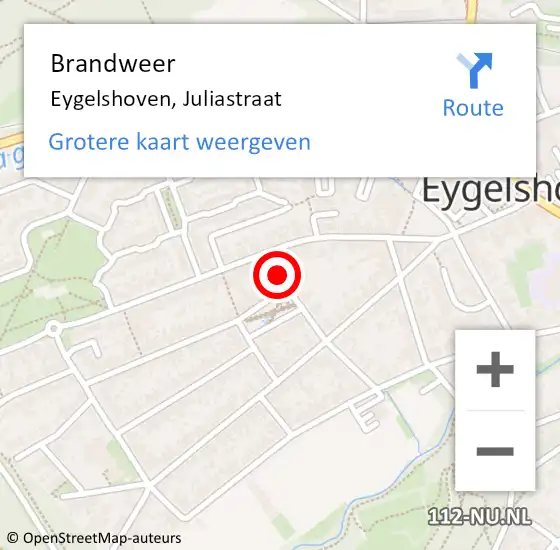 Locatie op kaart van de 112 melding: Brandweer Eygelshoven, Juliastraat op 31 december 2014 00:16