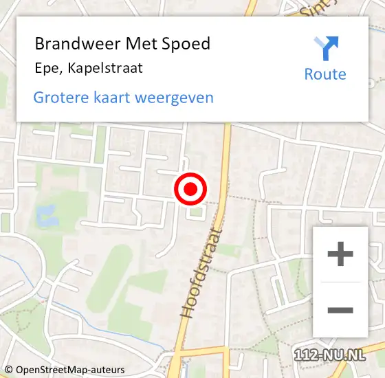 Locatie op kaart van de 112 melding: Brandweer Met Spoed Naar Epe, Kapelstraat op 31 december 2014 01:35