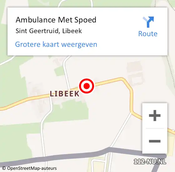 Locatie op kaart van de 112 melding: Ambulance Met Spoed Naar Sint Geertruid, Libeek op 31 december 2014 03:10