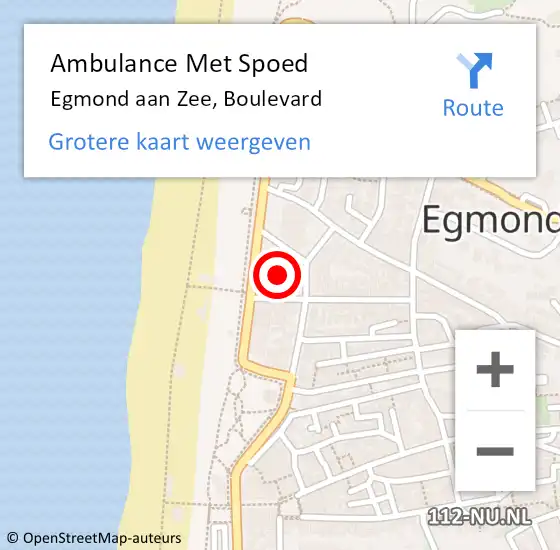 Locatie op kaart van de 112 melding: Ambulance Met Spoed Naar Egmond aan Zee, Boulevard op 31 december 2014 03:37