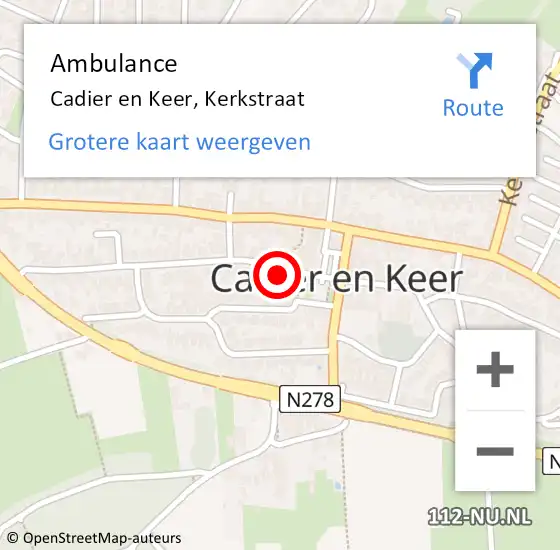 Locatie op kaart van de 112 melding: Ambulance Cadier en Keer, Kerkstraat op 31 december 2014 03:59