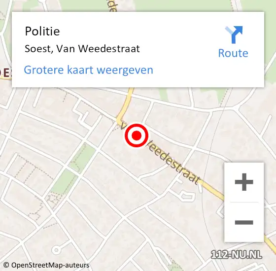 Locatie op kaart van de 112 melding: Politie Soest, Van Weedestraat op 31 december 2014 04:38