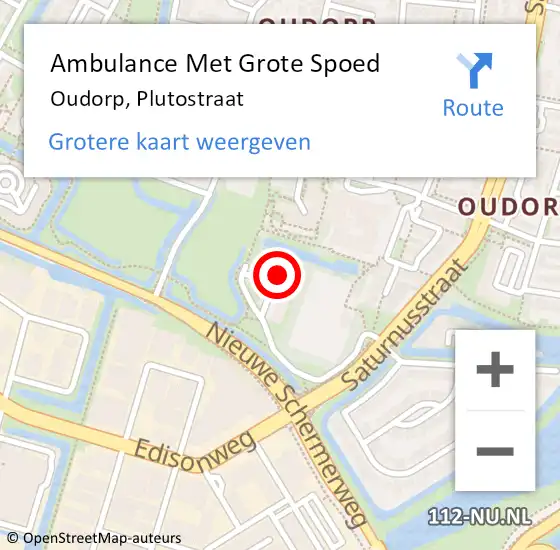 Locatie op kaart van de 112 melding: Ambulance Met Grote Spoed Naar Oudorp, Plutostraat op 31 december 2014 05:05