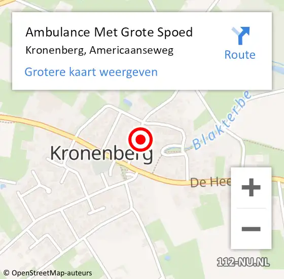 Locatie op kaart van de 112 melding: Ambulance Met Grote Spoed Naar Kronenberg, Americaanseweg op 31 december 2014 06:13