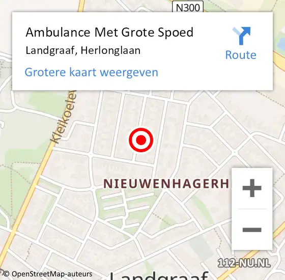 Locatie op kaart van de 112 melding: Ambulance Met Grote Spoed Naar Landgraaf, Herlonglaan op 31 december 2014 06:16