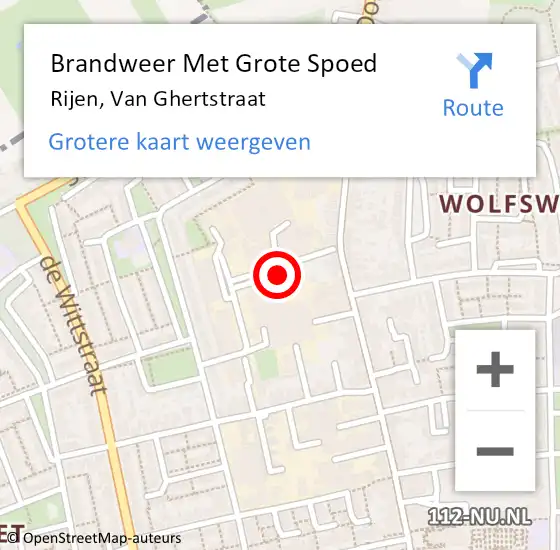 Locatie op kaart van de 112 melding: Brandweer Met Grote Spoed Naar Rijen, Van Ghertstraat op 31 december 2014 07:30