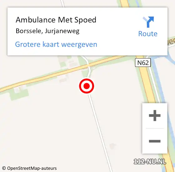 Locatie op kaart van de 112 melding: Ambulance Met Spoed Naar Borssele, Jurjaneweg op 26 oktober 2013 02:29