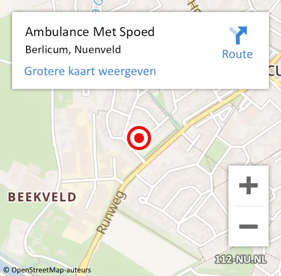 Locatie op kaart van de 112 melding: Ambulance Met Spoed Naar Berlicum, Nuenveld op 31 december 2014 09:05