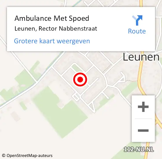 Locatie op kaart van de 112 melding: Ambulance Met Spoed Naar Leunen, Rector Nabbenstraat op 31 december 2014 09:08