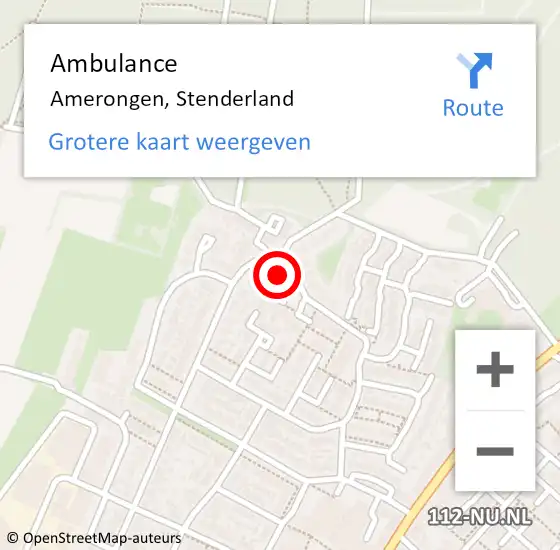 Locatie op kaart van de 112 melding: Ambulance Amerongen, Stenderland op 26 oktober 2013 02:36