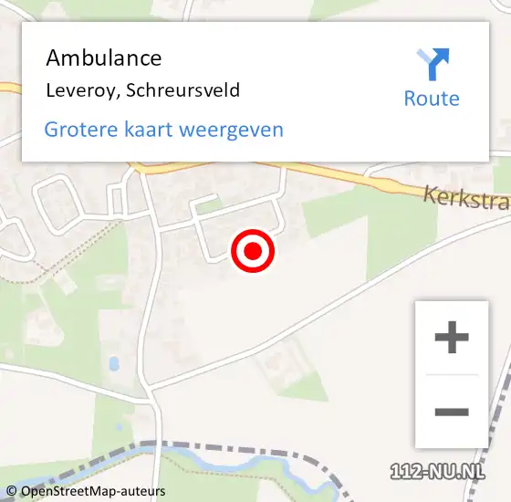 Locatie op kaart van de 112 melding: Ambulance Leveroy, Schreursveld op 31 december 2014 09:25