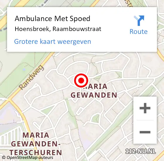 Locatie op kaart van de 112 melding: Ambulance Met Spoed Naar Hoensbroek, Raambouwstraat op 31 december 2014 10:39