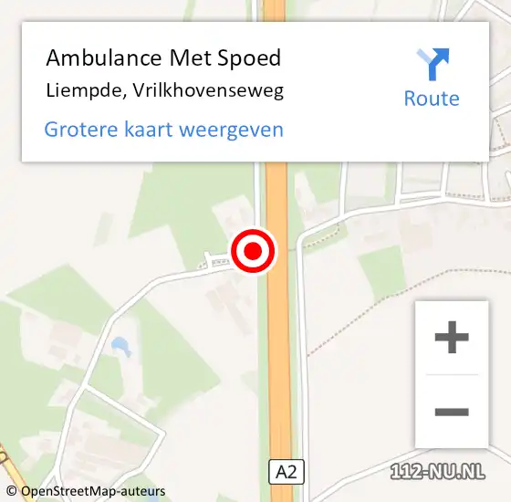 Locatie op kaart van de 112 melding: Ambulance Met Spoed Naar Liempde, Vrilkhovenseweg op 31 december 2014 10:53