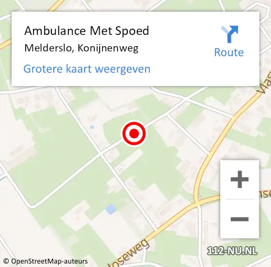Locatie op kaart van de 112 melding: Ambulance Met Spoed Naar Melderslo, Konijnenweg op 31 december 2014 11:32