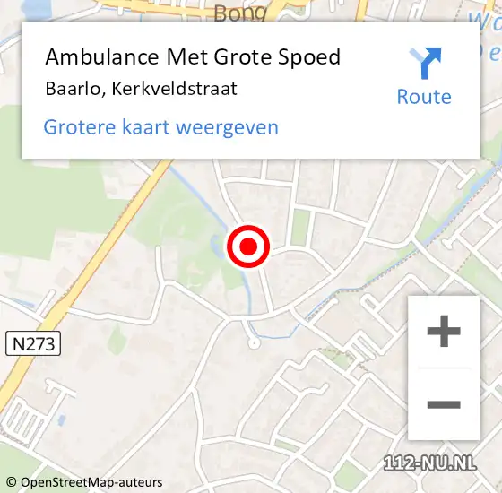 Locatie op kaart van de 112 melding: Ambulance Met Grote Spoed Naar Baarlo, Kerkveldstraat op 31 december 2014 11:36