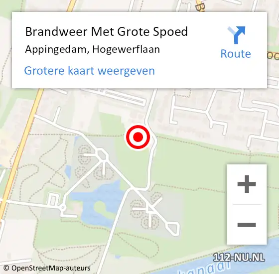 Locatie op kaart van de 112 melding: Brandweer Met Grote Spoed Naar Appingedam, Hogewerflaan op 31 december 2014 12:06