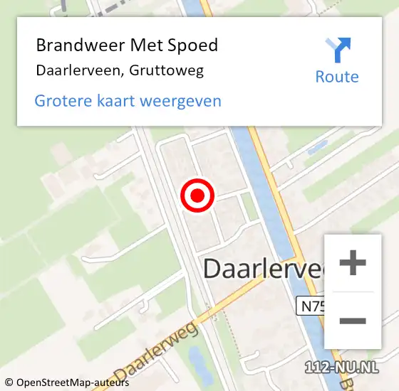 Locatie op kaart van de 112 melding: Brandweer Met Spoed Naar Daarlerveen, Gruttoweg op 31 december 2014 12:15
