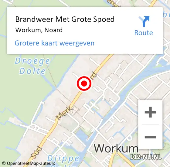 Locatie op kaart van de 112 melding: Brandweer Met Grote Spoed Naar Workum, Noard op 31 december 2014 12:20