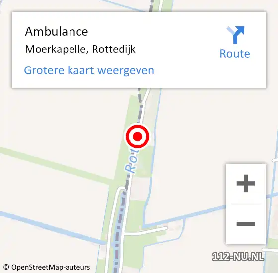 Locatie op kaart van de 112 melding: Ambulance Moerkapelle, Rottedijk op 31 december 2014 12:20