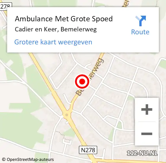 Locatie op kaart van de 112 melding: Ambulance Met Grote Spoed Naar Cadier en Keer, Bemelerweg op 31 december 2014 12:25