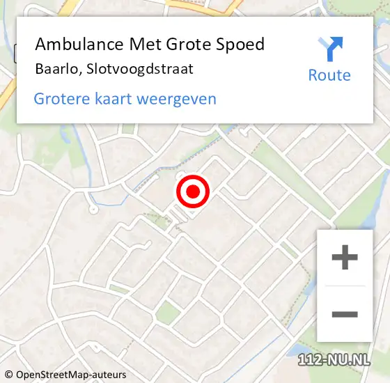 Locatie op kaart van de 112 melding: Ambulance Met Grote Spoed Naar Baarlo, Slotvoogdstraat op 26 oktober 2013 03:19