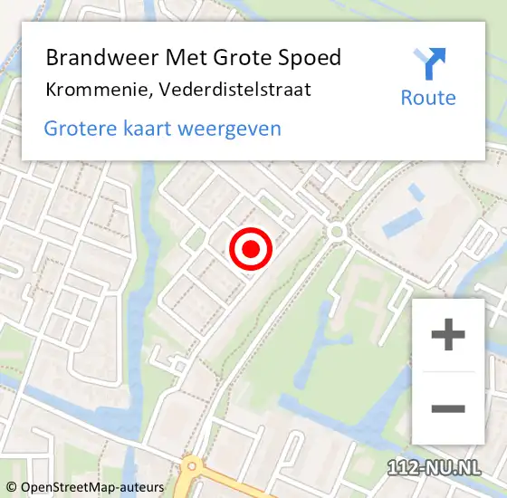 Locatie op kaart van de 112 melding: Brandweer Met Grote Spoed Naar Krommenie, Vederdistelstraat op 31 december 2014 13:28