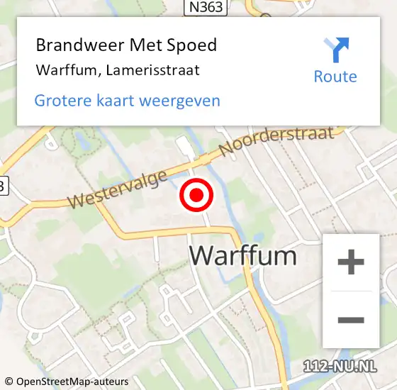 Locatie op kaart van de 112 melding: Brandweer Met Spoed Naar Warffum, Lamerisstraat op 31 december 2014 13:35