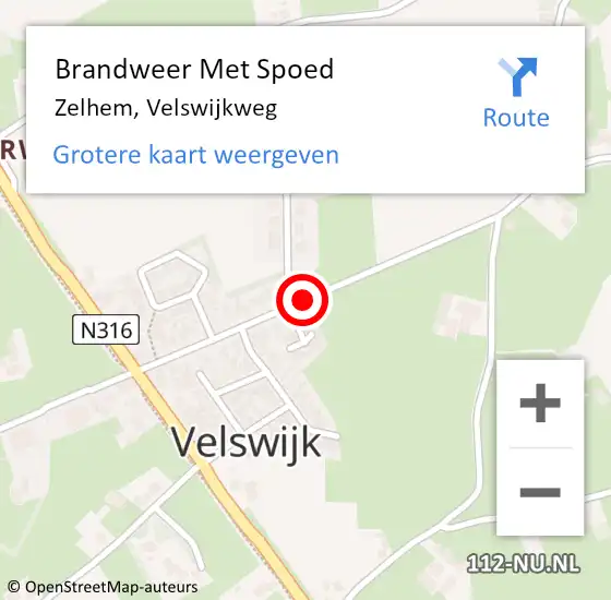 Locatie op kaart van de 112 melding: Brandweer Met Spoed Naar Zelhem, Velswijkweg op 31 december 2014 13:37