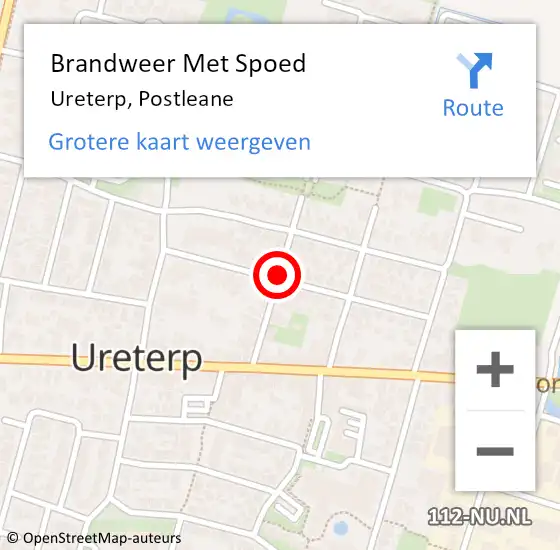 Locatie op kaart van de 112 melding: Brandweer Met Spoed Naar Ureterp, Postleane op 31 december 2014 13:42