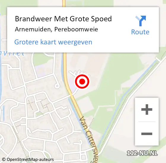 Locatie op kaart van de 112 melding: Brandweer Met Grote Spoed Naar Arnemuiden, Pereboomweie op 31 december 2014 13:46