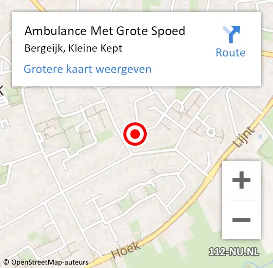 Locatie op kaart van de 112 melding: Ambulance Met Grote Spoed Naar Bergeijk, Kleine Kept op 31 december 2014 14:08