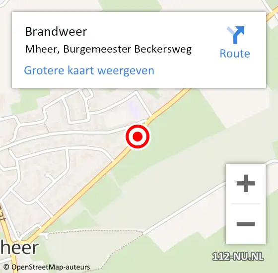 Locatie op kaart van de 112 melding: Brandweer Mheer, Burgemeester Beckersweg op 31 december 2014 14:14