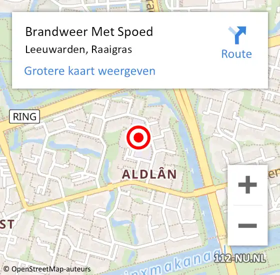 Locatie op kaart van de 112 melding: Brandweer Met Spoed Naar Leeuwarden, Raaigras op 31 december 2014 14:22