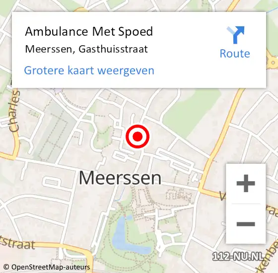 Locatie op kaart van de 112 melding: Ambulance Met Spoed Naar Meerssen, Gasthuisstraat op 31 december 2014 14:31