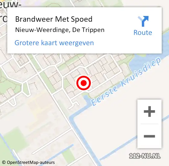 Locatie op kaart van de 112 melding: Brandweer Met Spoed Naar Nieuw-Weerdinge, De Trippen op 31 december 2014 15:01