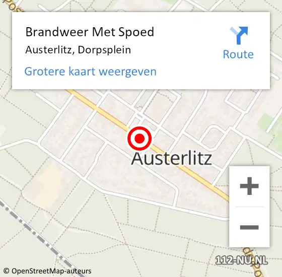 Locatie op kaart van de 112 melding: Brandweer Met Spoed Naar Austerlitz, Dorpsplein op 31 december 2014 15:15