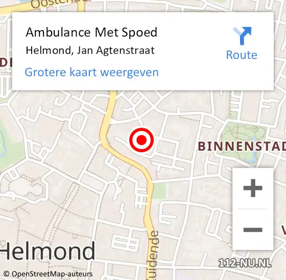 Locatie op kaart van de 112 melding: Ambulance Met Spoed Naar Helmond, Jan Agtenstraat op 31 december 2014 15:40