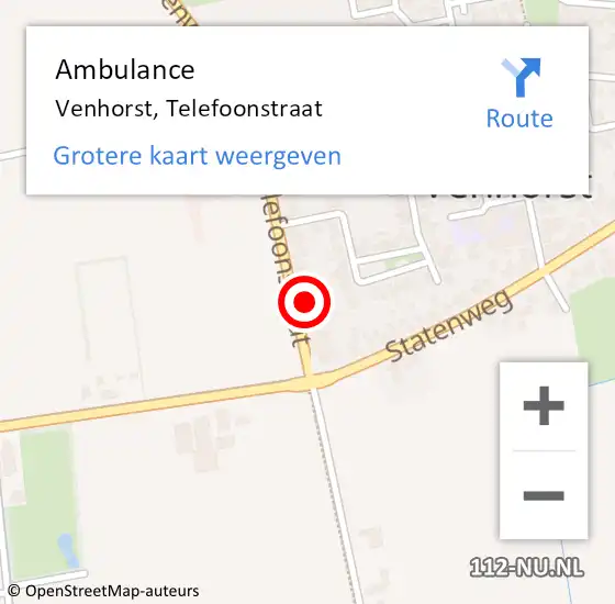 Locatie op kaart van de 112 melding: Ambulance Venhorst, Telefoonstraat op 31 december 2014 15:42