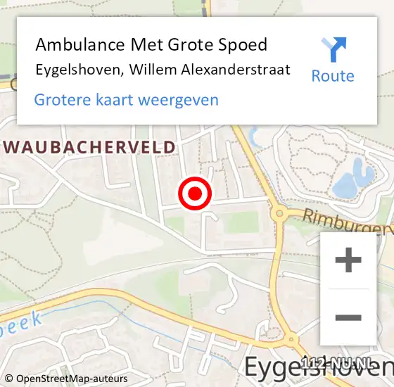 Locatie op kaart van de 112 melding: Ambulance Met Grote Spoed Naar Eygelshoven, Willem Alexanderstraat op 31 december 2014 15:43