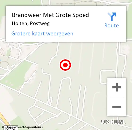 Locatie op kaart van de 112 melding: Brandweer Met Grote Spoed Naar Holten, Postweg op 31 december 2014 15:51