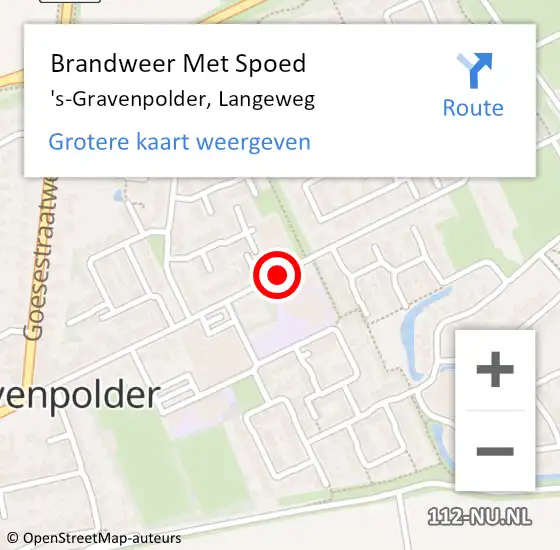 Locatie op kaart van de 112 melding: Brandweer Met Spoed Naar 's-Gravenpolder, Langeweg op 31 december 2014 16:23