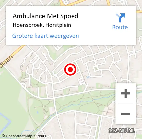 Locatie op kaart van de 112 melding: Ambulance Met Spoed Naar Hoensbroek, Horstplein op 31 december 2014 16:55